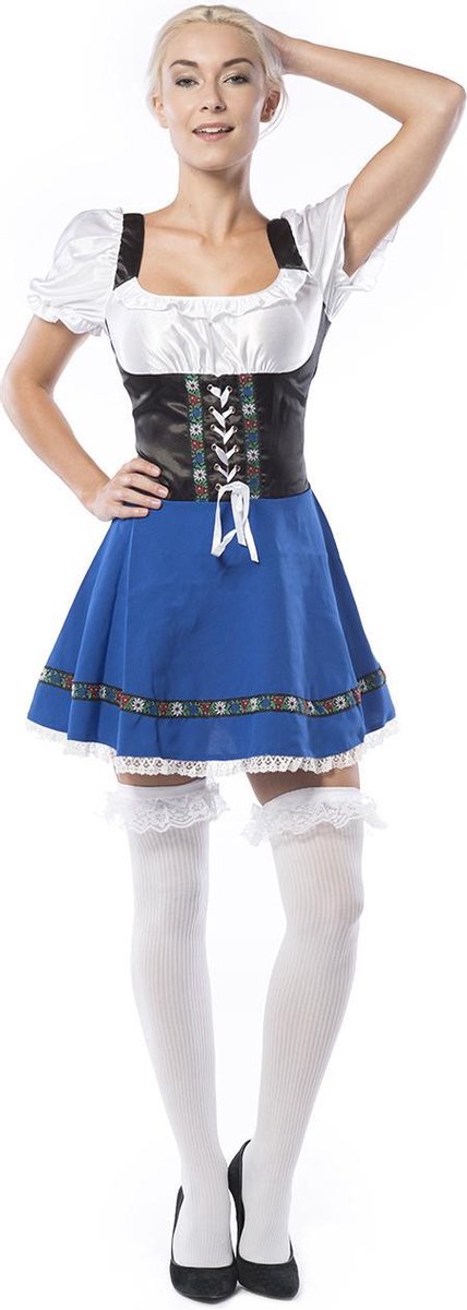 Oktoberfest Jurk Dames | Tiroler jurk Dames | Dirndl Sylvia | Blauw | Maat M/38